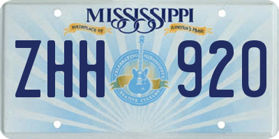 MS license plate ZHH920