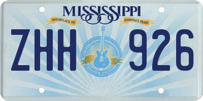 MS license plate ZHH926