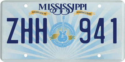 MS license plate ZHH941