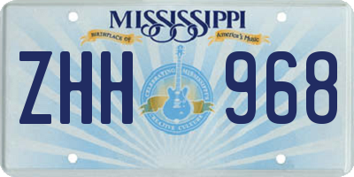 MS license plate ZHH968