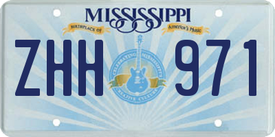 MS license plate ZHH971