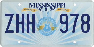 MS license plate ZHH978