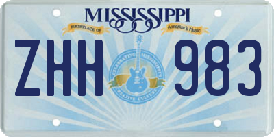 MS license plate ZHH983
