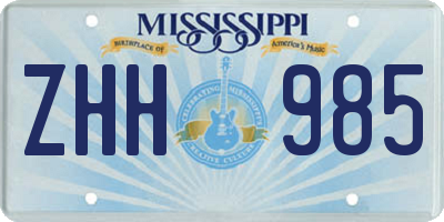 MS license plate ZHH985