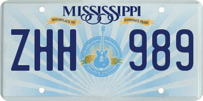 MS license plate ZHH989
