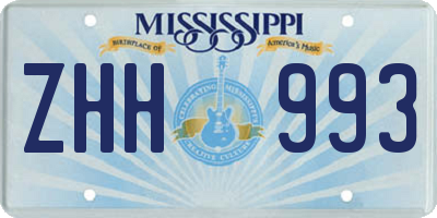 MS license plate ZHH993