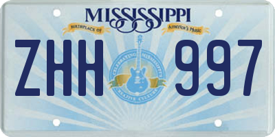 MS license plate ZHH997