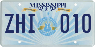 MS license plate ZHI010