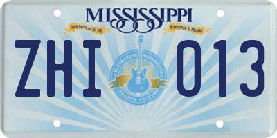 MS license plate ZHI013
