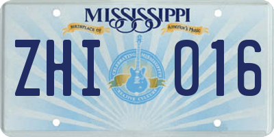 MS license plate ZHI016
