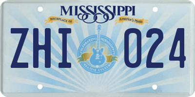 MS license plate ZHI024