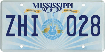 MS license plate ZHI028