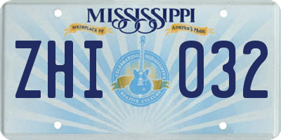 MS license plate ZHI032