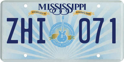 MS license plate ZHI071