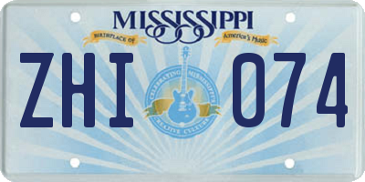 MS license plate ZHI074
