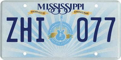 MS license plate ZHI077