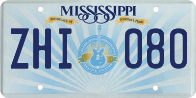 MS license plate ZHI080