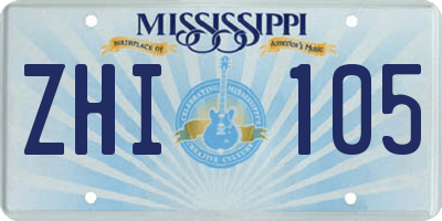 MS license plate ZHI105