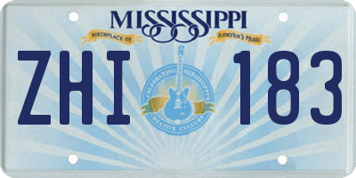 MS license plate ZHI183