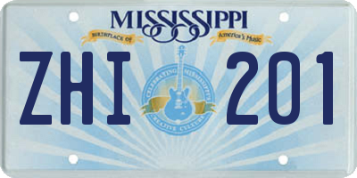 MS license plate ZHI201