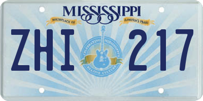 MS license plate ZHI217
