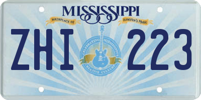 MS license plate ZHI223