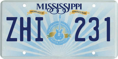 MS license plate ZHI231
