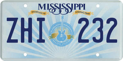 MS license plate ZHI232