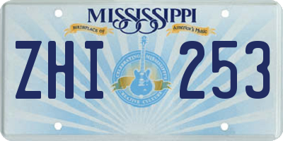MS license plate ZHI253
