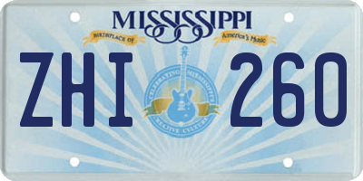 MS license plate ZHI260