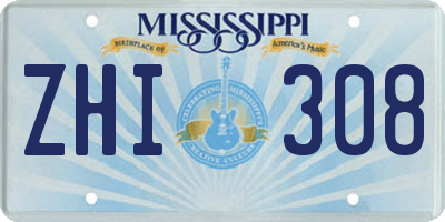 MS license plate ZHI308