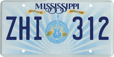 MS license plate ZHI312