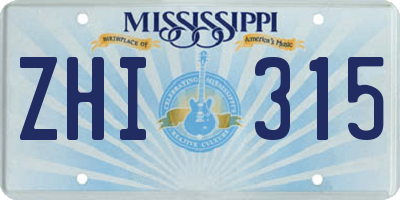 MS license plate ZHI315
