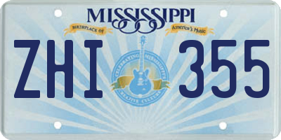 MS license plate ZHI355