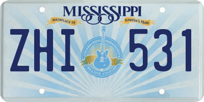 MS license plate ZHI531