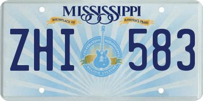 MS license plate ZHI583