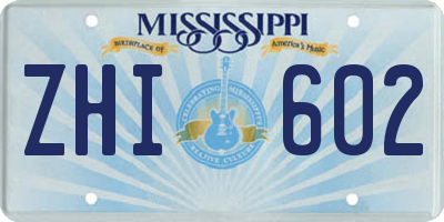 MS license plate ZHI602