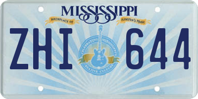 MS license plate ZHI644