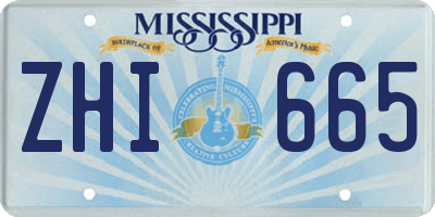 MS license plate ZHI665