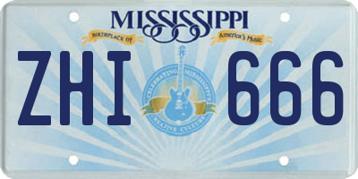 MS license plate ZHI666