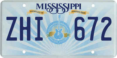 MS license plate ZHI672