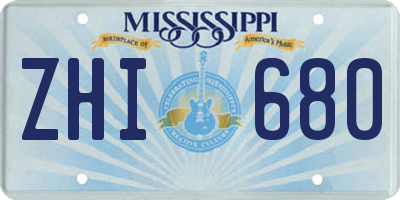 MS license plate ZHI680