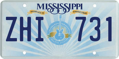 MS license plate ZHI731
