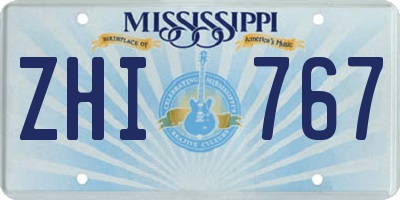 MS license plate ZHI767