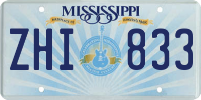 MS license plate ZHI833