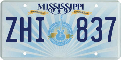 MS license plate ZHI837
