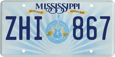 MS license plate ZHI867
