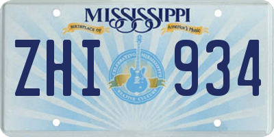 MS license plate ZHI934