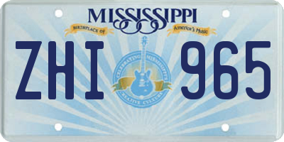 MS license plate ZHI965