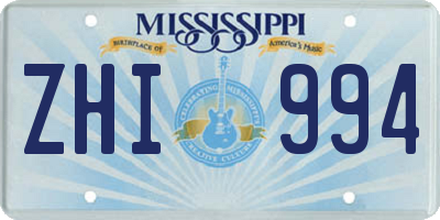 MS license plate ZHI994